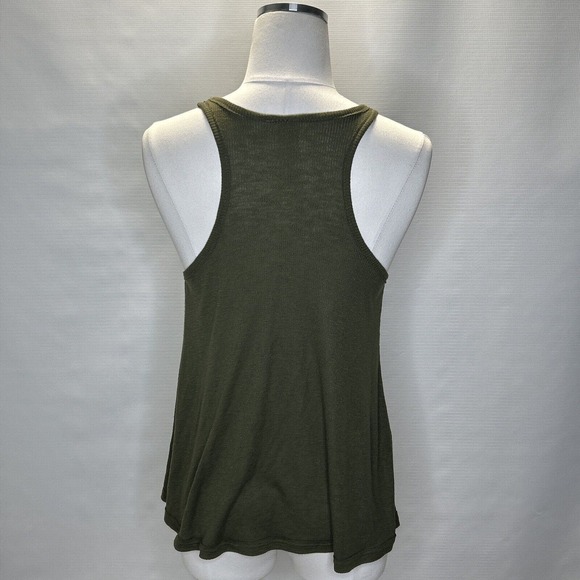 Free People Ribbed Army Green Flowy Racer Back Tank Top Small Urban Outfitters - Picture 4 of 9